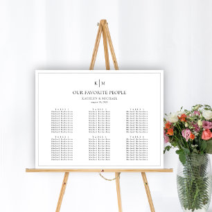 Minimalist Border Wedding 6 Table Seating Charts