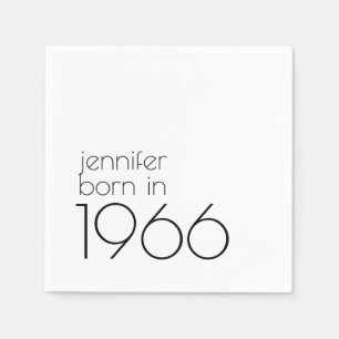 Minimalist Born in 1956 Black 60th Birthday Party Napkin