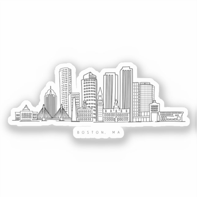 Minimalist Boston City Skyline Illustration (Front)