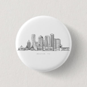 Minimalist Boston City Skyline Illustration 3 Cm Round Badge