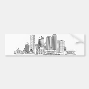 Minimalist Boston City Skyline Illustration Bumper Sticker