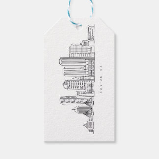 Minimalist Boston City Skyline Illustration Gift Tags