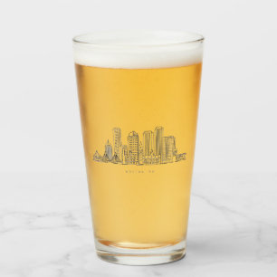 Minimalist Boston City Skyline Illustration Glass