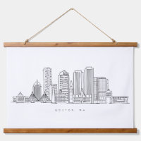 Minimalist Boston City Skyline Illustration