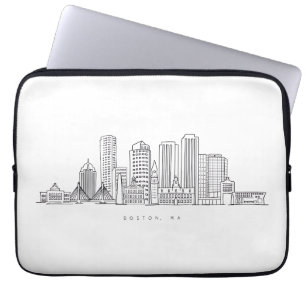 Minimalist Boston City Skyline Illustration Laptop Sleeve