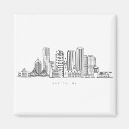 Minimalist Boston City Skyline Illustration Magnet