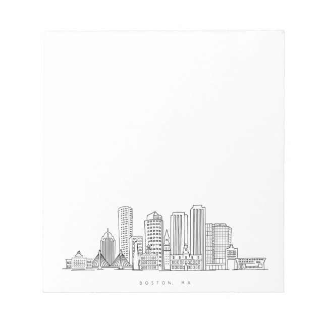 Minimalist Boston City Skyline Illustration Notepad (Front)