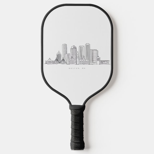 Minimalist Boston City Skyline Illustration Pickleball Paddle (Front)