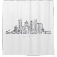 Minimalist Boston City Skyline Illustration