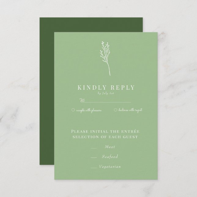 Minimalist Botanic Floral | Flower Chic Wedding RSVP Card (Front/Back)