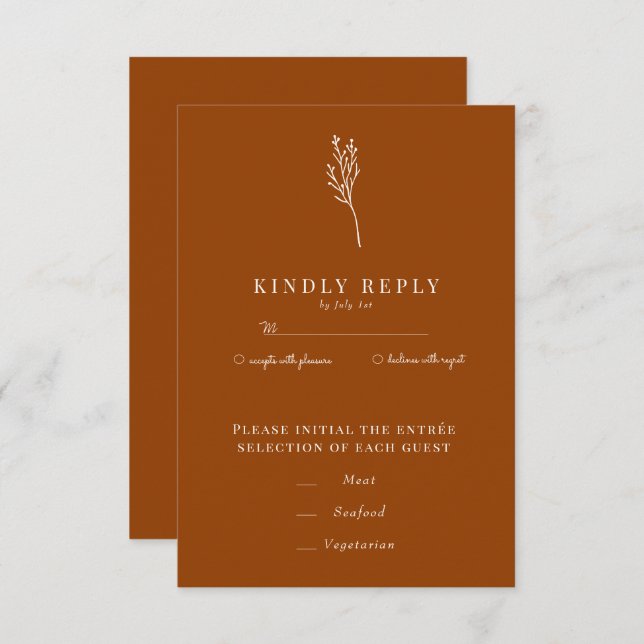 Minimalist Botanic Floral | Flower Chic Wedding RSVP Card (Front/Back)