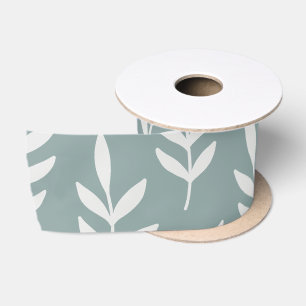 MINIMALIST BOTANIC GREEN WHITE LEAFY FOLIAGE SATIN RIBBON