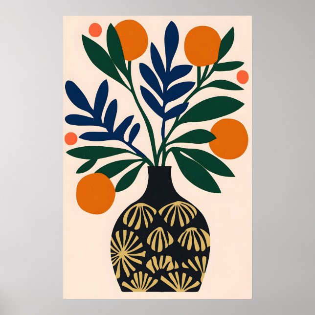 Minimalist Botanical Art - Abstract Orange and Poster (Front)