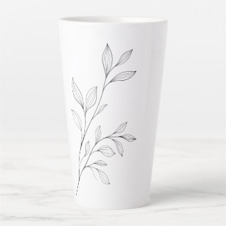 Minimalist Botanical Black Line Art Latte Mug
