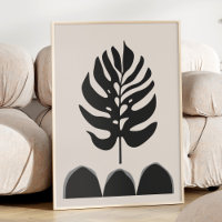 Minimalist Botanical Black White Cream Abstract