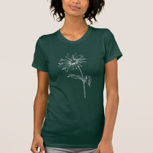 Minimalist Botanical Chamomile Flower Sketch T-Shirt