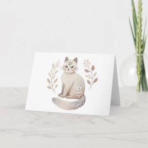 Minimalist Botanical Design Elegant Boho Cat Blank Card