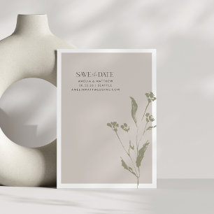 Minimalist Botanical Earthy Neutrals Fall Wedding Save The Date