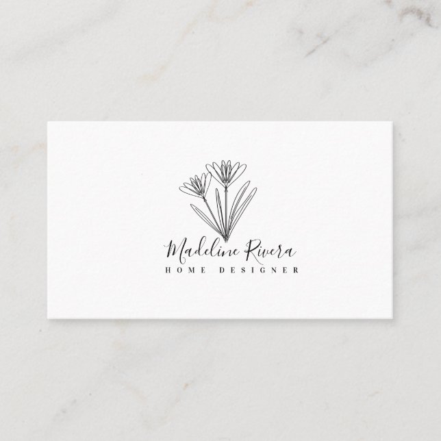 Minimalist Botanical Floral Business Card (Front)
