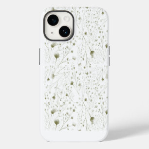 Minimalist Botanical Floral Nature Green White iPhone 14 Case