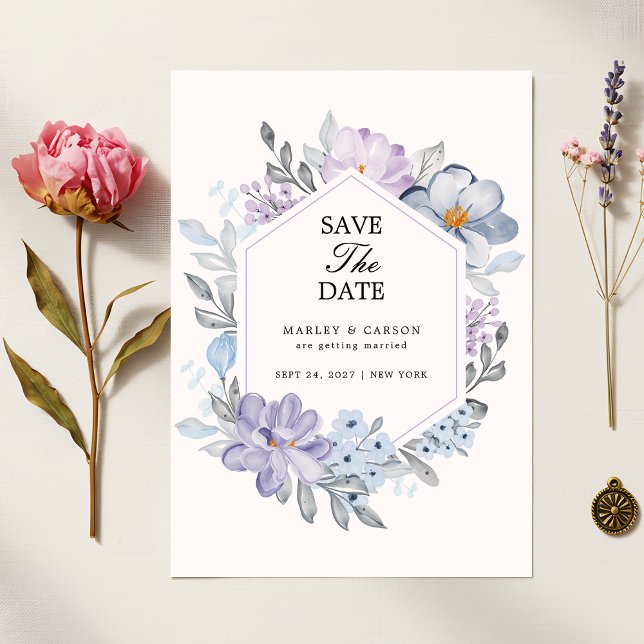 Minimalist Botanical Floral Romantic Wedding Save The Date (Creator Uploaded)