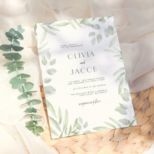 Minimalist Botanical Garden Theme Greenery Wedding Invitation