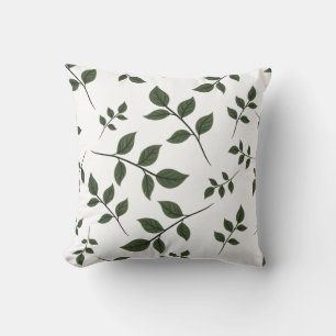 Minimalist Botanical Green Leaves Aesthetic Throw Cushion