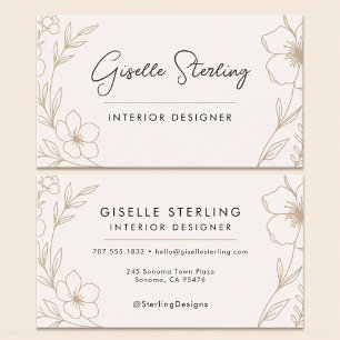 Minimalist Botanical Interior Decorator Business Card
