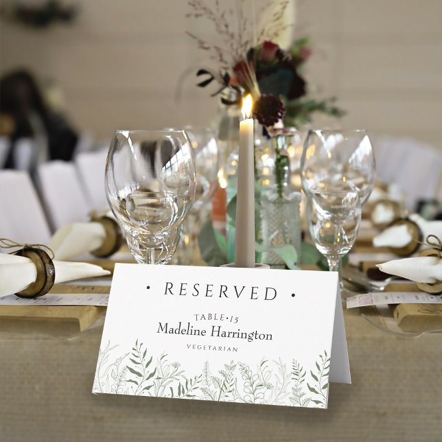 Minimalist Botanical Leafy Wedding Place Card (Creator Uploaded)