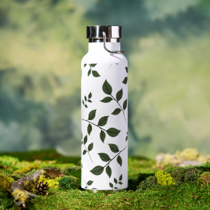Minimalist Botanical Leaves Custom Name Water Bott Bottle