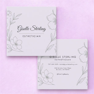 Minimalist Botanical Lilac Purple Esthetician Square Business Card