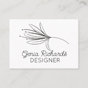 Minimalist Botanical Lily Flower Designer Business Card