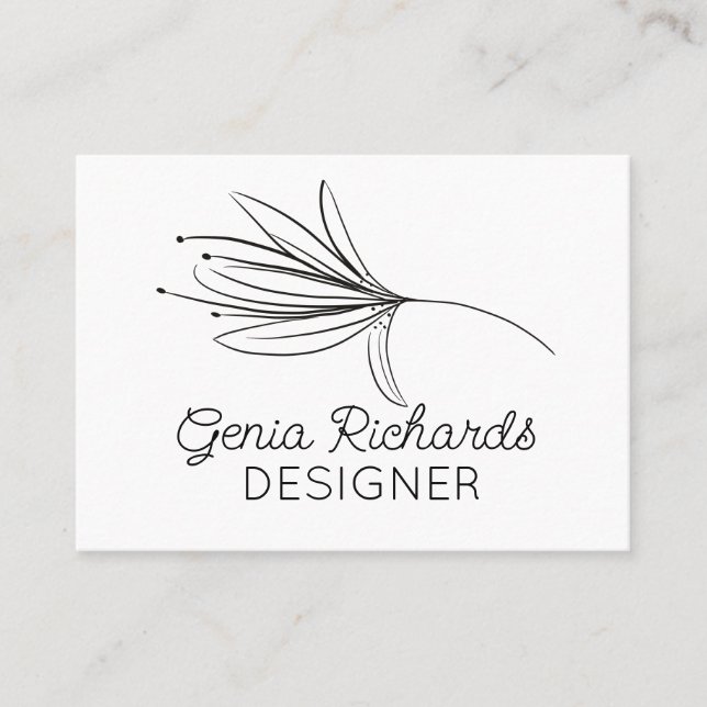 Minimalist Botanical Lily Flower Designer Business Card (Front)