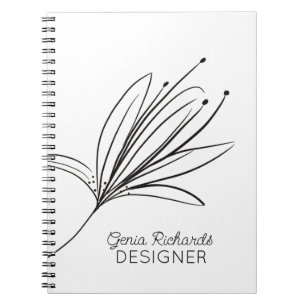 Minimalist Botanical Lily Flower Designer  Notebook