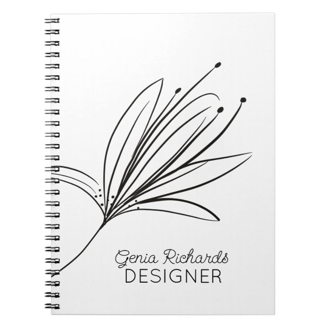 Minimalist Botanical Lily Flower Designer  Notebook (Front)
