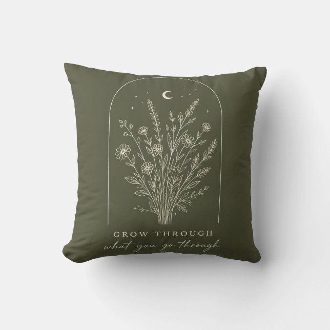 Minimalist Botanical Line Art Cushion (Front)