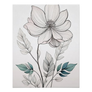 Minimalist Botanical Line Art – Delicate Flower Poster