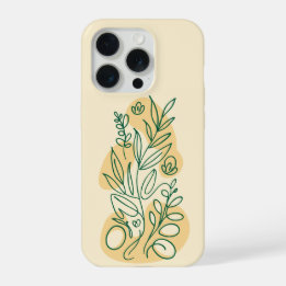 Minimalist Botanical Line Art Illustration Cream G iPhone 15 Pro Case