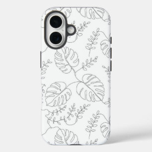Minimalist Botanical Line Art Leaves Case