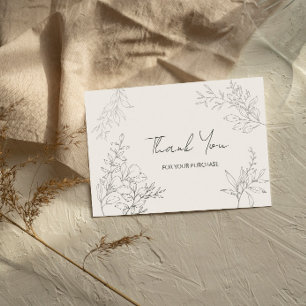 Minimalist Botanical Line Art Thank You  Card