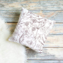 Minimalist Botanical Line Art Throw Pillow