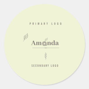 Minimalist Botanical Logo Luxury Boho Leaf Classic Round Sticker
