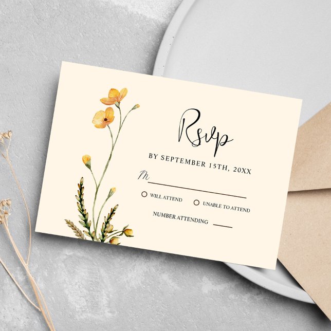 Minimalist Botanical Modern Rustic Elegant Wedding RSVP Card (Minimalist Botanical Modern Rustic Elegant Wedding RSVP Card)
