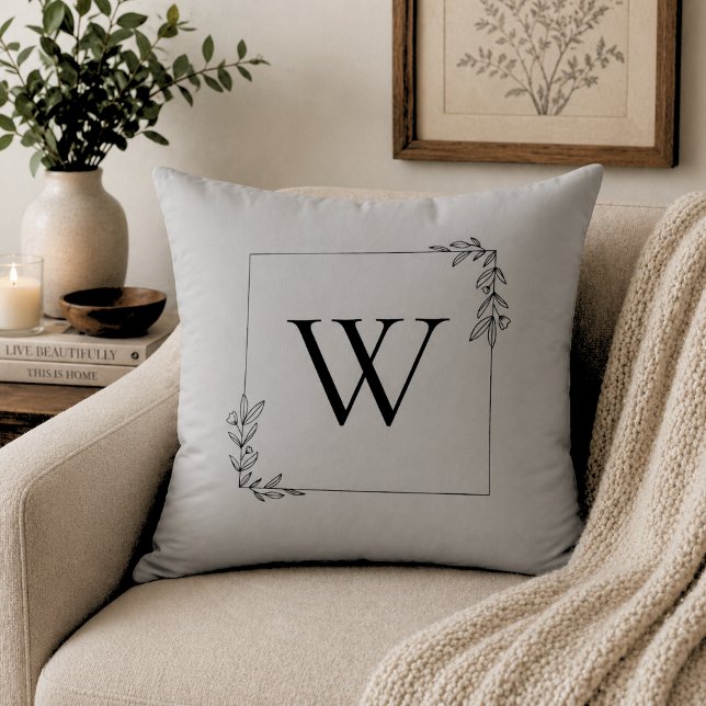 Minimalist Botanical Monogram  Cushion (Creator Uploaded)