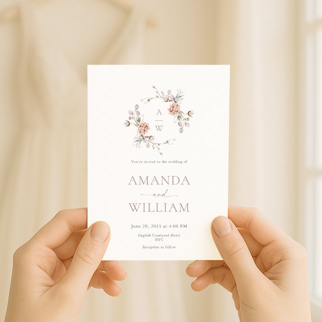 Minimalist Botanical Monogram Invitation (Creator Uploaded)