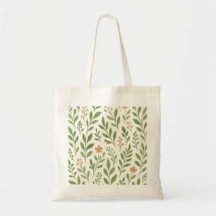 Minimalist Botanical Pattern with Green Leaves Tote Bag