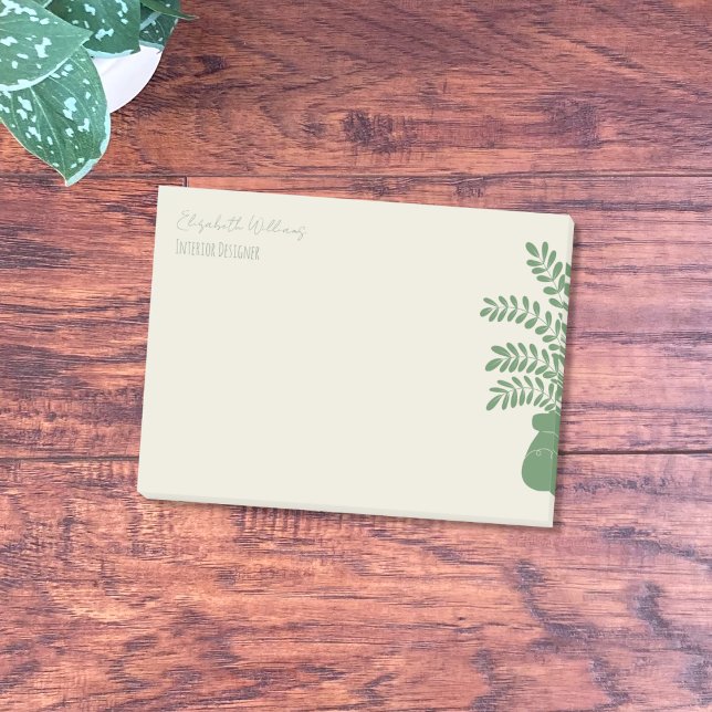 Minimalist Botanical Personalised Post-It Notes (Minimalist floral sticky notes with name and job title .)
