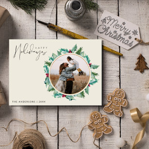Minimalist Botanical Photo Family Christmas Holiday Card