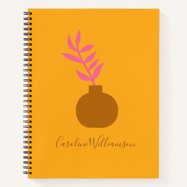 Minimalist Botanical Plant Art in Yellow Custom Notebook (Front)