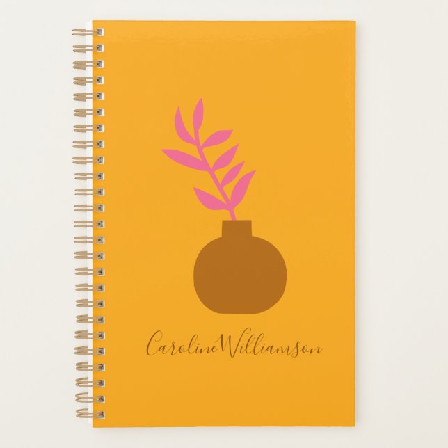 Minimalist Botanical Plant Art in Yellow Custom  Planner (Front)
